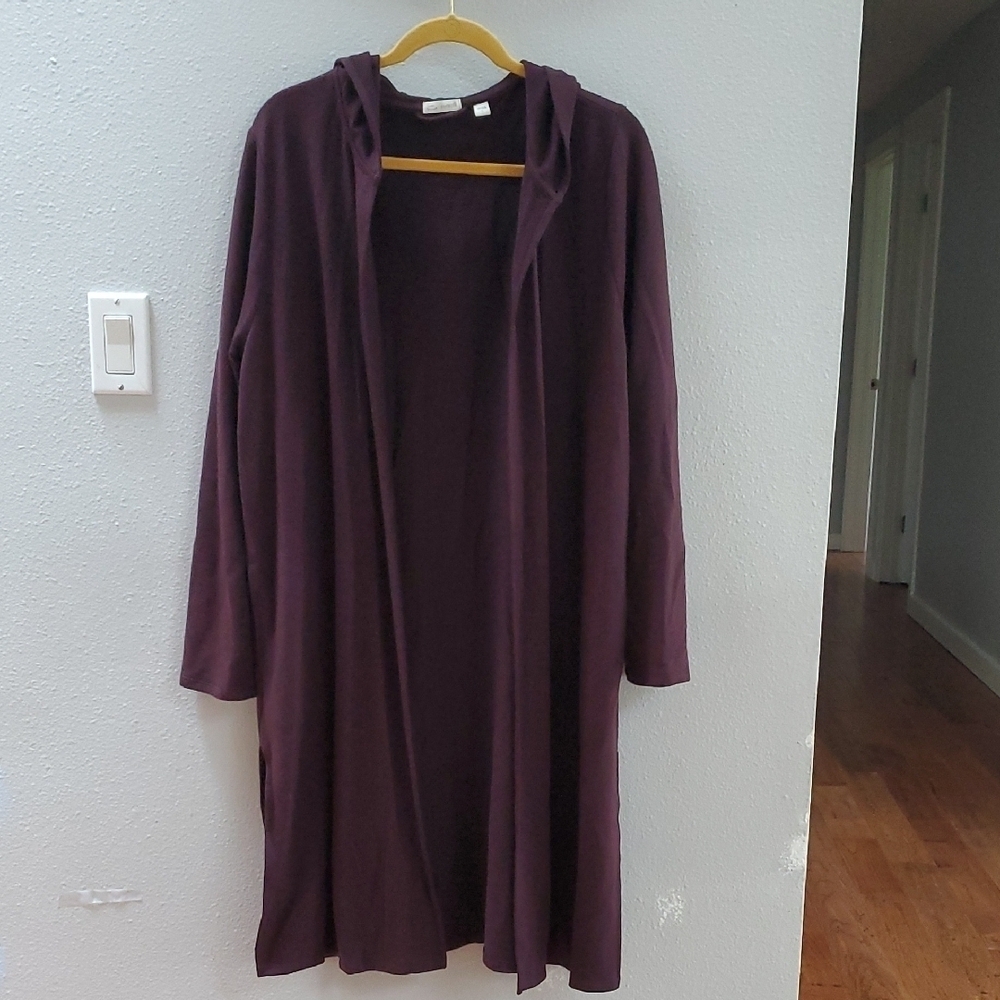 Pure Jill Luxe Tencel Purple Hooded Cardigan